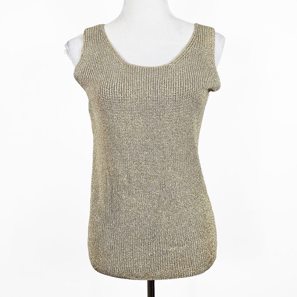 Christine Phillipe Small Gold Metallic 90's Y2K Knit Tank Top